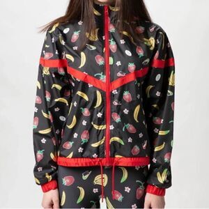 Nike Banana and Strawberries Black Zip Up Wind Breaker size XS